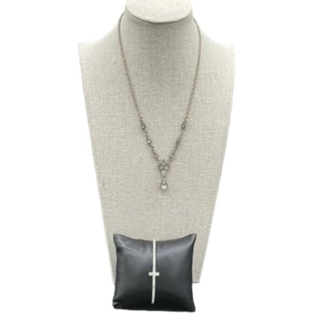 Vintage-Style 1928 Jewelry Necklace & Bracelet With Rhinestone Accents